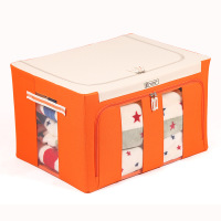 衣物收纳箱布艺折叠牛津布被子整理箱盒柜特大号家用帆布宜家百纳 桔色除甲醛升级版 88L(60*42*35厘米)