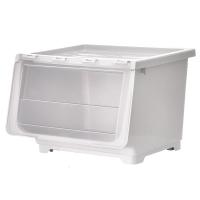 前开式儿童玩具收纳箱整理箱透 灰白[特大号白盖]建议收纳:冬装/长裤43*36*30.2c 四个装[惊喜性价比套装推荐]