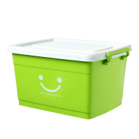 收纳箱塑料特大号加厚衣服储物箱家用有盖 特厚绿色笑脸(满2件打9折起) 特惠价套装推荐:170#L+270#L(2个装)