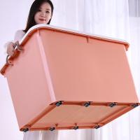 加厚收纳箱塑料特大号清仓家用衣柜整理箱玩具衣服储物盒箱子有盖 俏丽粉 冬被套装280L+280L[2件套省30元]