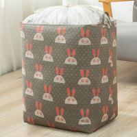 特大号棉麻布艺收纳筐家用衣服被子搬家打包袋束口神器衣柜整理箱 兔子头120L束口箱50*40*60cm 特大号