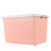 加厚特大号塑料收纳箱透明有盖家用车用衣服整理储 加厚俏丽粉 170L[适合:棉被、厚睡衣、大衣等]长71宽52.5高43
