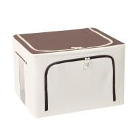 牛津布衣服收纳 实窗牛仔米色[加厚600D牛津布加粗钢架] [加粗钢架加厚牛津布]实窗66升(长宽高50*40*33cm