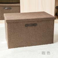 收纳箱布艺整理储物盒子衣服玩具家用折叠箱子衣柜被子衣物收纳盒 咖色 中号37*27*26cm