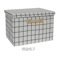 收纳箱布艺整理储物盒子衣服玩具家用折叠箱子衣柜被子衣物收纳盒 棋盘格子 小号32*24*18cm