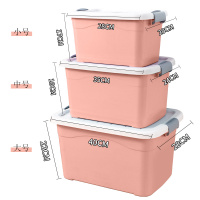 收纳箱塑料整理箱衣服有盖收纳盒子加厚特大小号储物箱三件套 樱花粉[小+中+大]3件套 [升级加厚加大版]