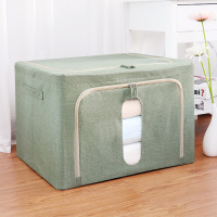 衣服收纳箱牛津布搬家整理箱神器布艺储物箱衣物收纳盒大号收纳袋 绿色【加厚棉麻款】 72升（2件套）大促进行中