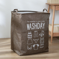 超特大布艺家用衣服收纳筐棉被子搬家袋束口防潮尘衣柜神器整理箱 washday棕75L束口箱 特大号