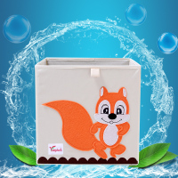 儿童玩具收纳箱布艺家用衣服整理箱宝宝卡通储物箱子收纳盒 松鼠 水洗硬盖款33*宽33.5*33