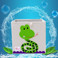 儿童玩具收纳箱布艺家用衣服整理箱宝宝卡通储物箱子收纳盒 绿蛇 带盖款33*34.5宽*33cm