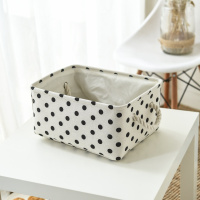 布艺收纳箱衣服玩具整理箱储物箱折叠抽屉式收纳神器棉被超大小号 白色白底黑圆点束口 52*40*35束口6号