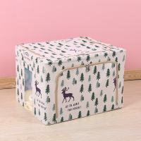 装衣服收纳箱布艺整理箱大号衣物收纳 麻布靡鹿[加粗四钢架] 66L[50*40*33cm](收藏加购买2送66L蓝色波点