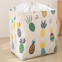 收纳筐布艺束口收纳盒整理箱衣物袋子衣柜收纳箱收纳家用搬家神器 棉麻彩色菠萝 120L(送同款)