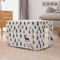 衣服收纳箱布艺整理箱家用储物箱特大号衣物收 北欧鹿棉麻(加粗钢架) 优质棉麻/[加粗钢架]22L(39*29*20cm)