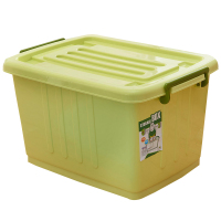 特大号收纳箱收纳塑料加厚储物箱家用带盖衣服被子整理收 绿色 中号60L带4轮子【适合：书本、杂物、零食】长50.5宽37