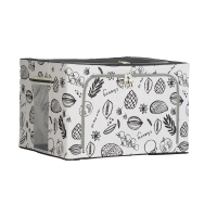 衣服收纳箱布艺特大号超大容量棉麻家用折叠衣物储物收纳盒 手绘水果-加厚棉麻-4钢架 66L超大容量-50x40x33cm