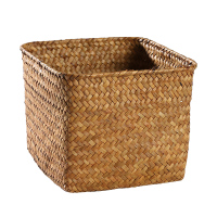 编杂物收纳篮 遥控器收纳筐 花盆 圆形小收纳桶插花篮 方形无把手款 中号