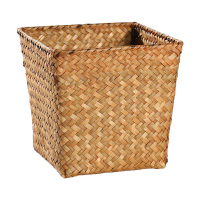 编杂物收纳篮 遥控器收纳筐 花盆 圆形小收纳桶插花篮 斜身方形款 中号