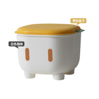 儿童玩具零食收纳筐塑料储物箱子家用装宝宝衣物收纳盒衣 白色箱体+黄色盖子 约25L[可收纳/坐人凳面34cm*34cm]