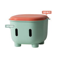 儿童玩具零食收纳筐塑料储物箱子家用装宝宝衣物收纳盒衣 绿色箱体+橙色盖子 约25L[可收纳/坐人凳面34cm*34cm]
