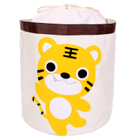 儿童玩具收纳箱筐桶篓束口布艺收纳袋脏衣篮折叠卡通收纳神器超大 黄色老虎加盖 大号