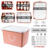 收纳箱塑料特大号家 笑脸俏丽粉[特厚升级款]--套餐更实惠 50#L:[尺寸对标部分商家60L]建议:零食、玩具[带轮]