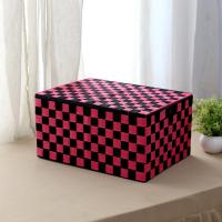 简约收纳箱有盖编织收纳盒储物箱收纳筐整理箱内衣零食收纳杂物筐 黑色玫红方格(有盖子) 一套三件(大中小各一个)