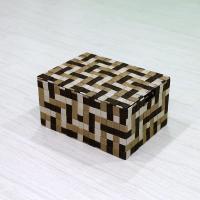 简约收纳箱有盖编织收纳盒储物箱收纳筐整理箱内衣零食收纳杂物筐 三色混编(有盖子) 中号