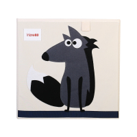 卡通玩具收纳盒儿童收纳箱布艺折叠收纳筐可折叠杂物书本玩具盒子 狼 水洗款33*33*33cm