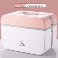 家用药箱药品收纳盒儿童家庭装应急救多层大容量大小号便携箱 粉色大号