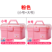 医药箱家用药盒收纳盒应急家庭装医护医用急救药箱小药品儿童 [2077粉色小号+2076-2粉色大号]送小药盒(颜色随机