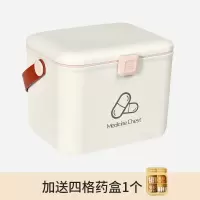 特大药箱医药箱家用大小号大容量箱便携收纳盒急救药箱家庭装 灰色-小号双层药箱+方糖药盒-黄色