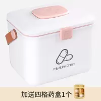 特大药箱医药箱家用大小号大容量箱便携收纳盒急救药箱家庭装 北欧白-大号双层药箱+方糖药盒-黄色