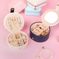 多功能便携首饰盒带镜子旅行小迷你饰品包韩国耳环耳钉戒指收纳盒