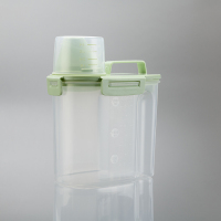 家用罐装洗衣粉收纳盒大小号有带盖专用容器桶塑料瓶子密封狗粮桶 抹茶绿小号(1.7升)