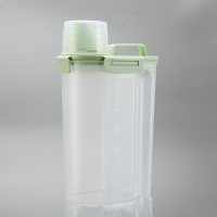 家用罐装洗衣粉收纳盒大小号有带盖专用容器桶塑料瓶子密封狗粮桶 抹茶绿大号(3升)