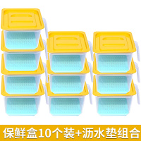家用冰箱收纳盒水果盒五谷杂粮装盒子厨房收纳盒密封冷冻盒子 10个装+10个沥水垫