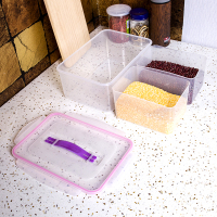 分格保鲜盒手提塑料密封储物干货储藏收纳盒杂粮罐米桶多色可选 4升储物盒2分格-粉色