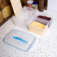 分格保鲜盒手提塑料密封储物干货储藏收纳盒杂粮罐米桶多色可选 4L杂粮盒2分格-蓝色