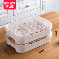 鸡蛋盒冰箱用收纳盒厨房食品保鲜储物盒子鸡蛋架托装蛋神器饺子盒 鸡蛋盒两层装(可放48个鸡蛋)