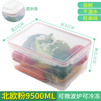 超大容量保鲜盒家用商用特大号菜盒长方形塑料水果蔬菜冰箱收纳盒 特大北欧粉(容量9500ML)1个装
