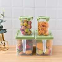 冰箱收纳盒食品保鲜长方形带手柄蔬菜抽屉式塑料储物整理盒鸡蛋盒 5L北欧绿套装(5L+1000ML)各两个