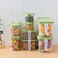 冰箱收纳盒食品保鲜长方形带手柄蔬菜抽屉式塑料储物整理盒鸡蛋 北欧绿十件套(5L+1.4L+600+800+1000)各两