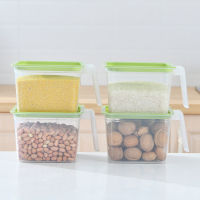 厨房冰箱带盖保鲜盒塑料密封盒大容量五谷杂粮收纳盒储物盒 北欧绿(四只装)