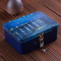 密码带锁收纳盒储物盒小型半岛铁盒盒子钥匙马口铁迷你铁皮的 浅灰色尼罗河畔(中号)