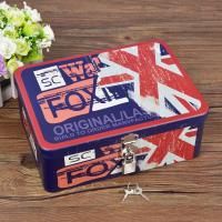 密码带锁收纳盒储物盒小型半岛铁盒盒子钥匙马口铁迷你铁皮的 花色FOX(中号)