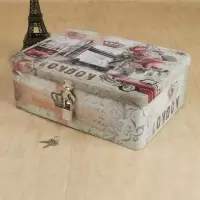 密码带锁收纳盒储物盒小型半岛铁盒盒子钥匙马口铁迷你铁皮的 荧光绿伦敦建筑(中号)