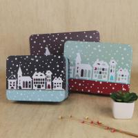 密码带锁收纳盒储物盒小型半岛铁盒盒子钥匙马口铁迷你铁皮的 荧光黄雪花城堡(三件套)