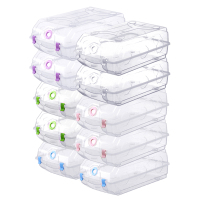 加厚大号水晶鞋盒透明鞋盒鞋架整理收纳盒塑料鞋盒子10只装 水晶鞋盒混色10只装 37x22x13cm