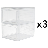 aj鞋盒球鞋收纳盒透明塑料篮球鞋柜球鞋收藏展示柜省空间装鞋神器 透明6个装[磁吸拉门] 35x24.5x19cm